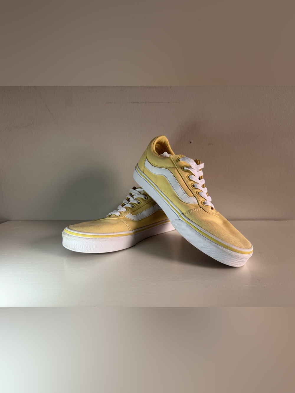 Vans Old Skool Low Top Sneakers in Pale Yellow and White
